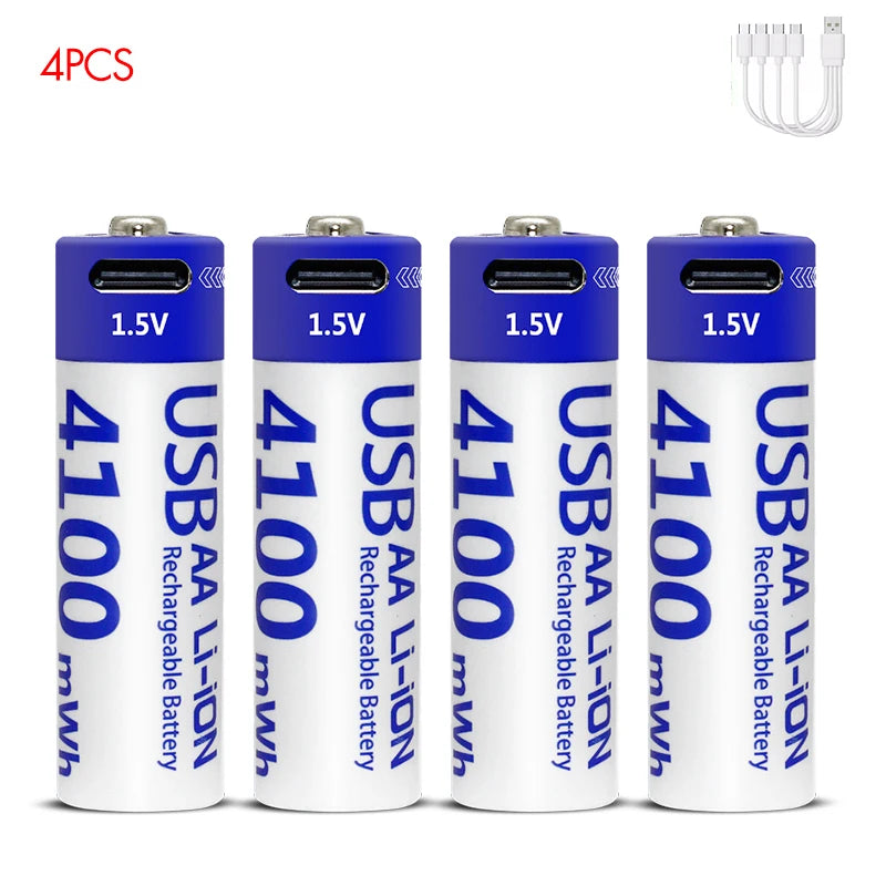 Kuugro USB Rechargeable AA Battery 1.5V 4100mWh Lithium Ion