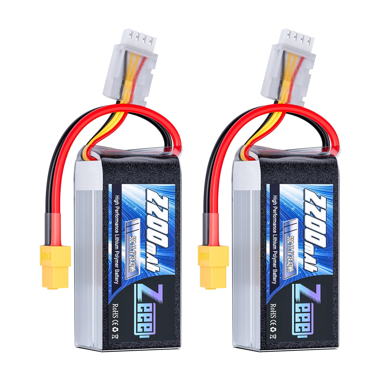 ZEEE 2x 3S 2200mAh Shorty LiPo Battery 11.1V 50C XT60