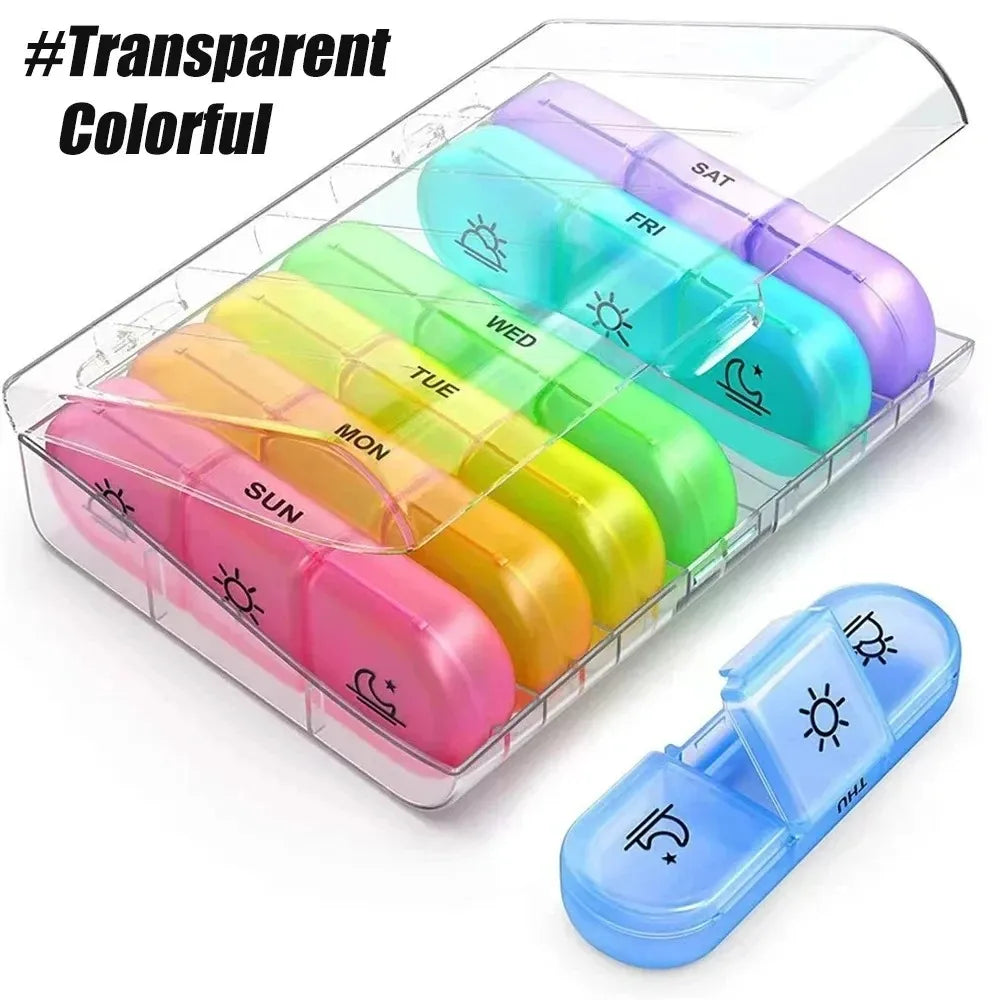 Weekly Portable Medicine Pill Box Container Organizer for Tablet Storage