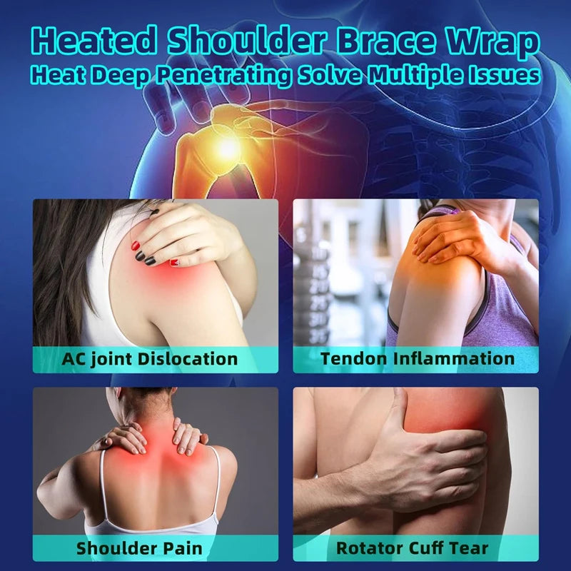 Smart Heated Massage Brace for Shoulder - Support with Graphene Heating USB Electric 3 Modes Vibration Massager Arm Muscle Relax