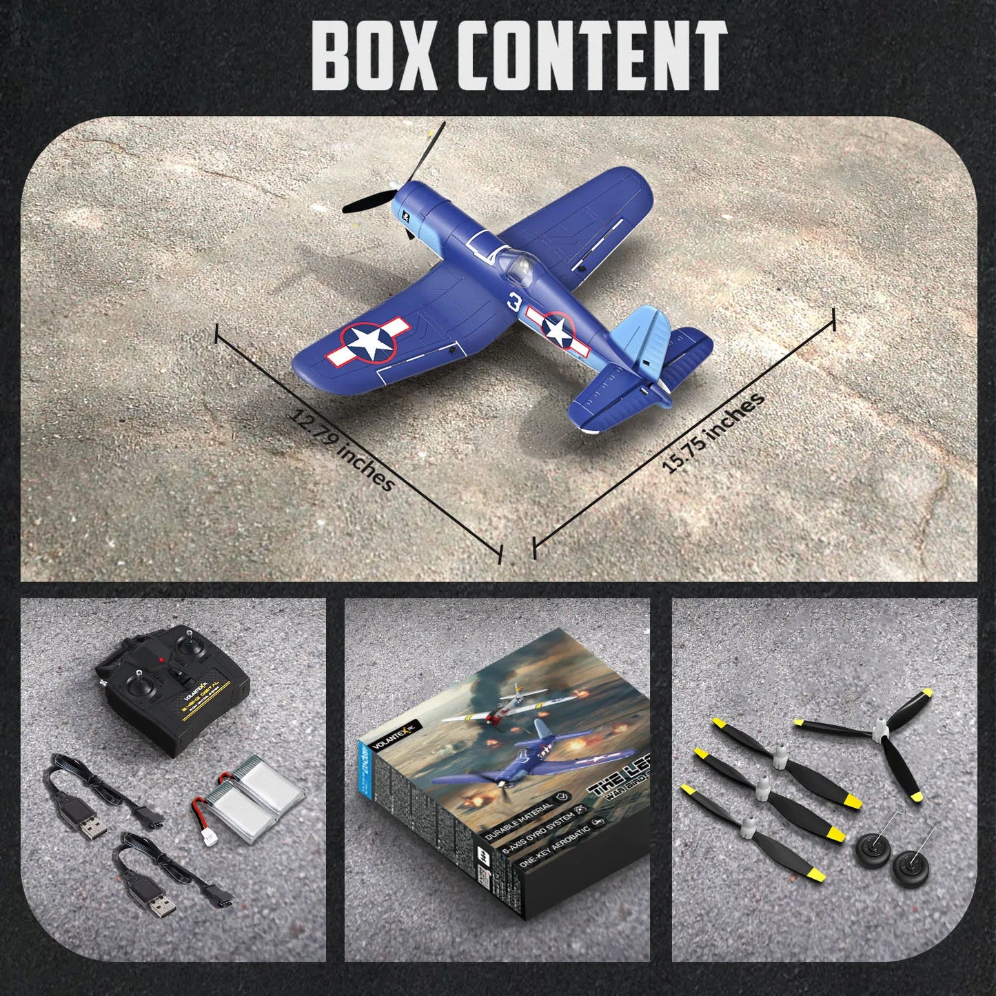 VOLANTEXRC F4U Corsair RC Plane, 4-Channel With Gyro