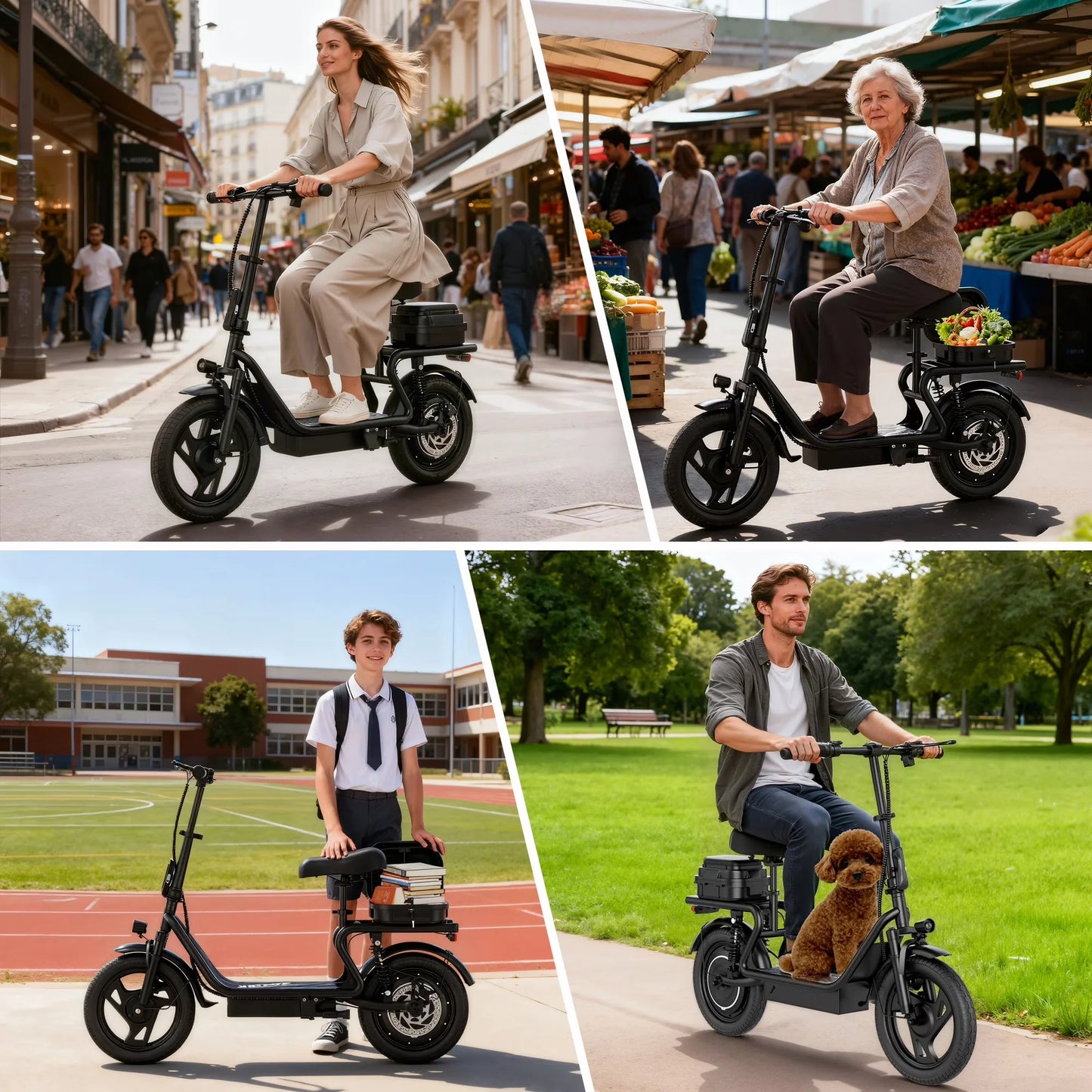 AOVOPRO Folding 14-Inch Electric Scooter With Dual Suspension 22 MPH