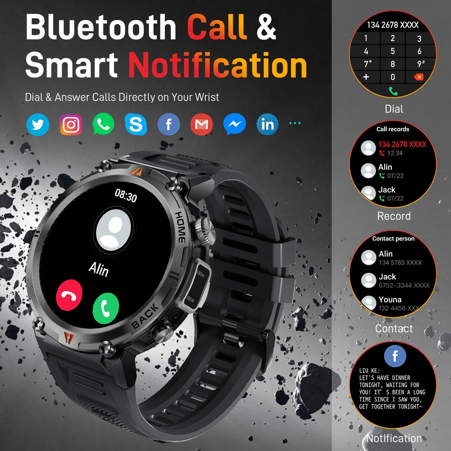LaNikar KE3 Full Touch Bluetooth Smartwatch With Health Monitoring