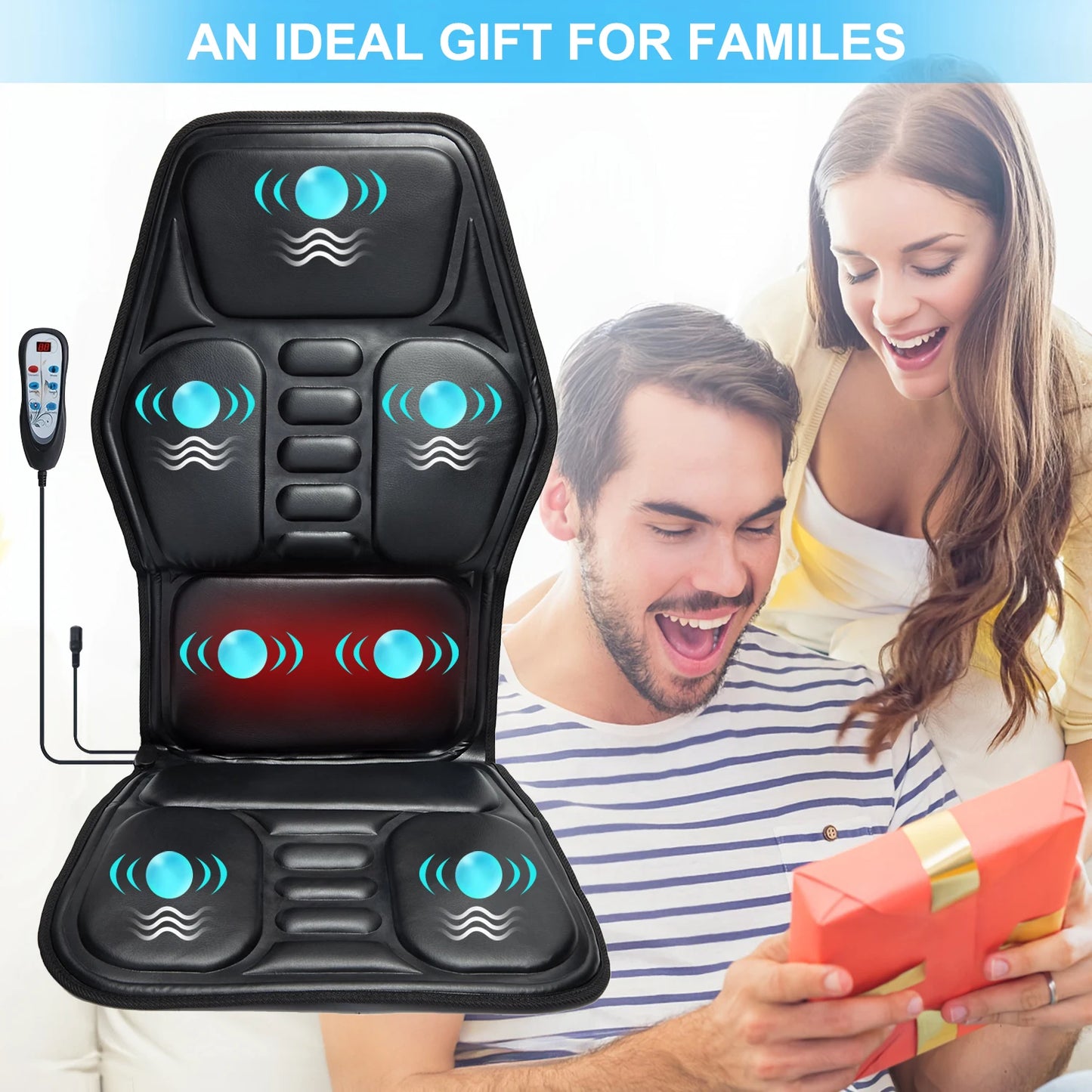HOMEMASSA Heated Massage Chair Pad With 9 Modes For Comfort