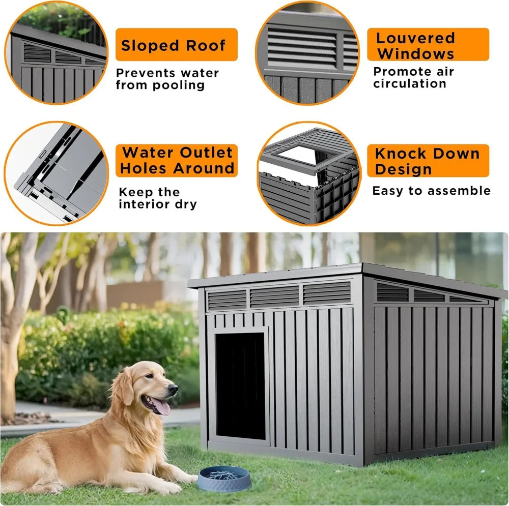 DRATO Large Weatherproof Dog House Indoor Outdoor Removable Roof