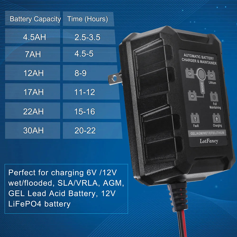 Smart Automatic Float Battery Charger For Lithium And Lead Acid