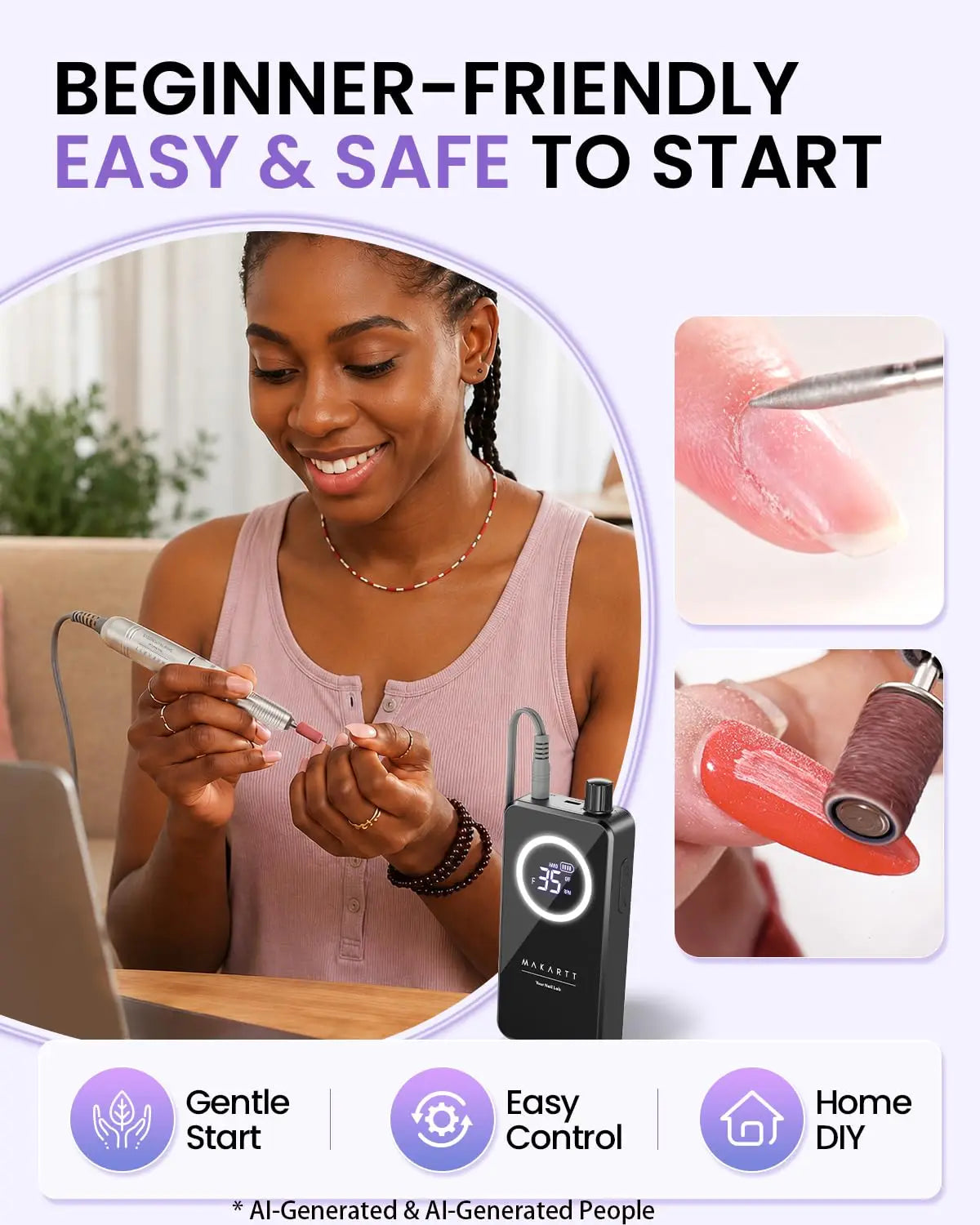 Makartt Cordless Nail Drill With LCD Display For Gel Removal