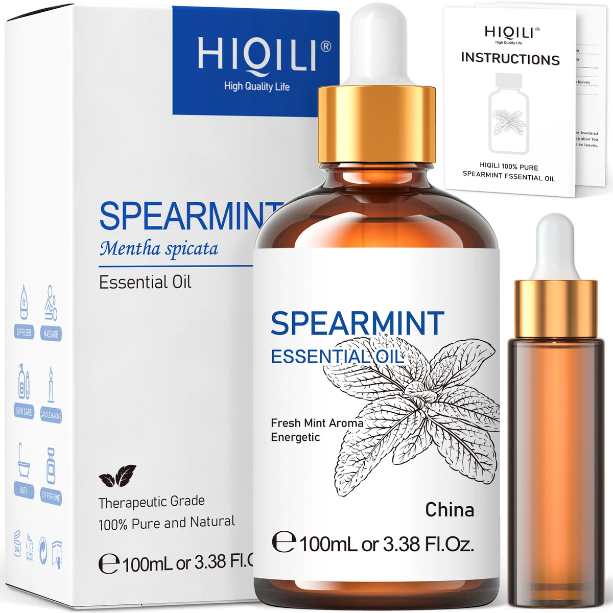 Hiqili Spearmint Vanilla Rose Cinnamon Lemon Essential Oils 100Ml Pure Blend Set