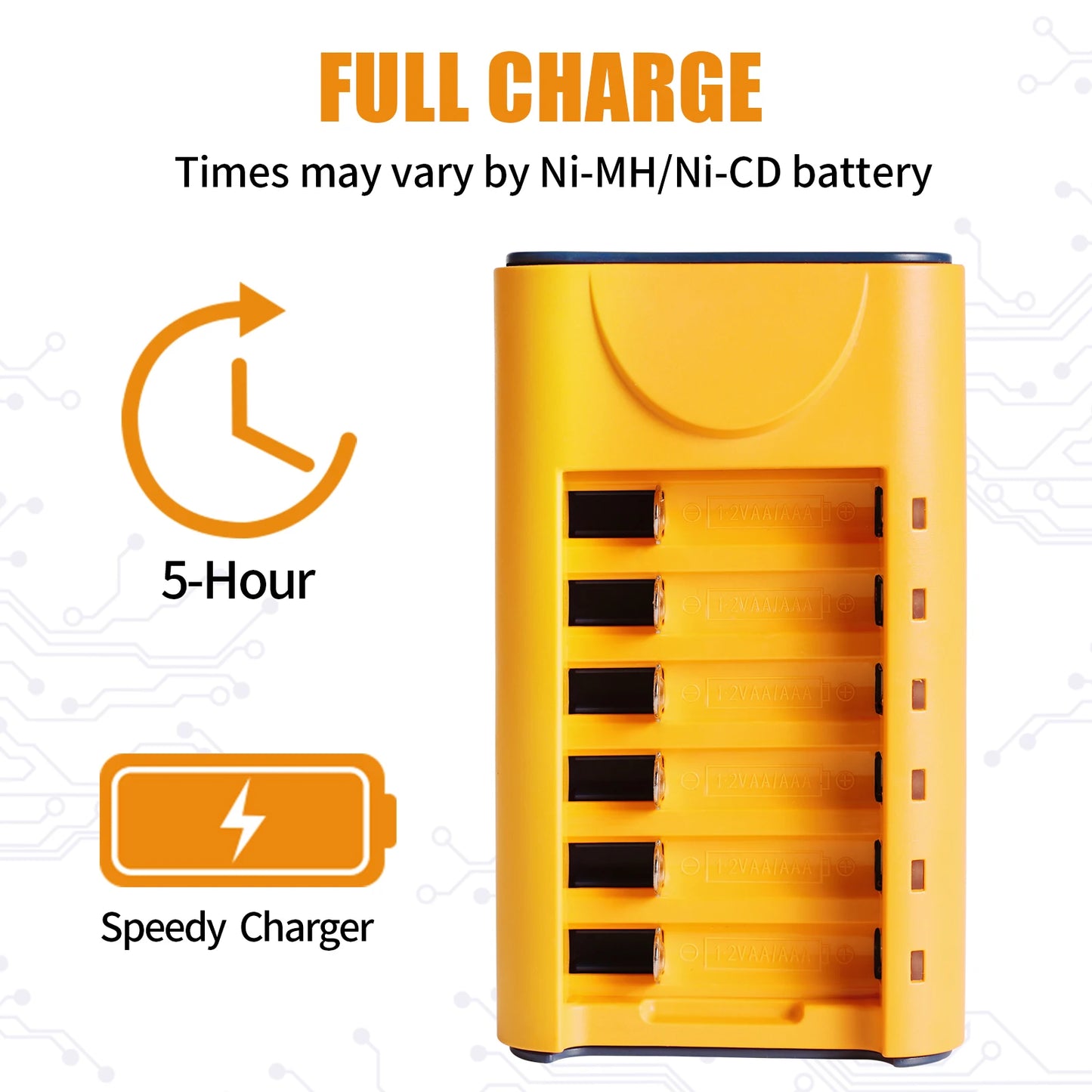Skywolfeye 6 Bay USB Battery Charger For Ni MH NiCd 1.2V Rechargeable Batteries