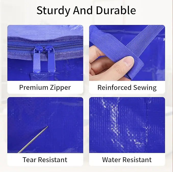 Moving Bags Set Heavy Duty Storage With Zippers Carrying Handles