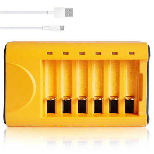Skywolfeye 6 Bay USB Battery Charger For Ni MH NiCd 1.2V Rechargeable Batteries