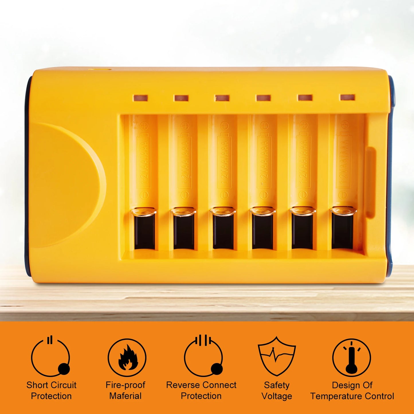 Skywolfeye 6 Bay USB Battery Charger For Ni MH NiCd 1.2V Rechargeable Batteries