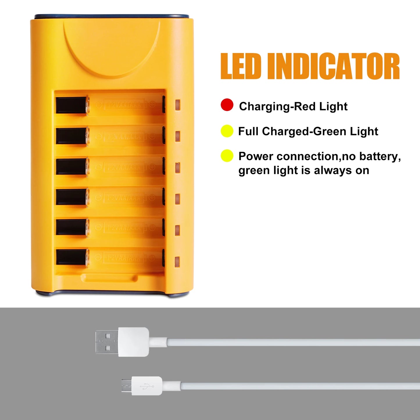 Skywolfeye 6 Bay USB Battery Charger For Ni MH NiCd 1.2V Rechargeable Batteries
