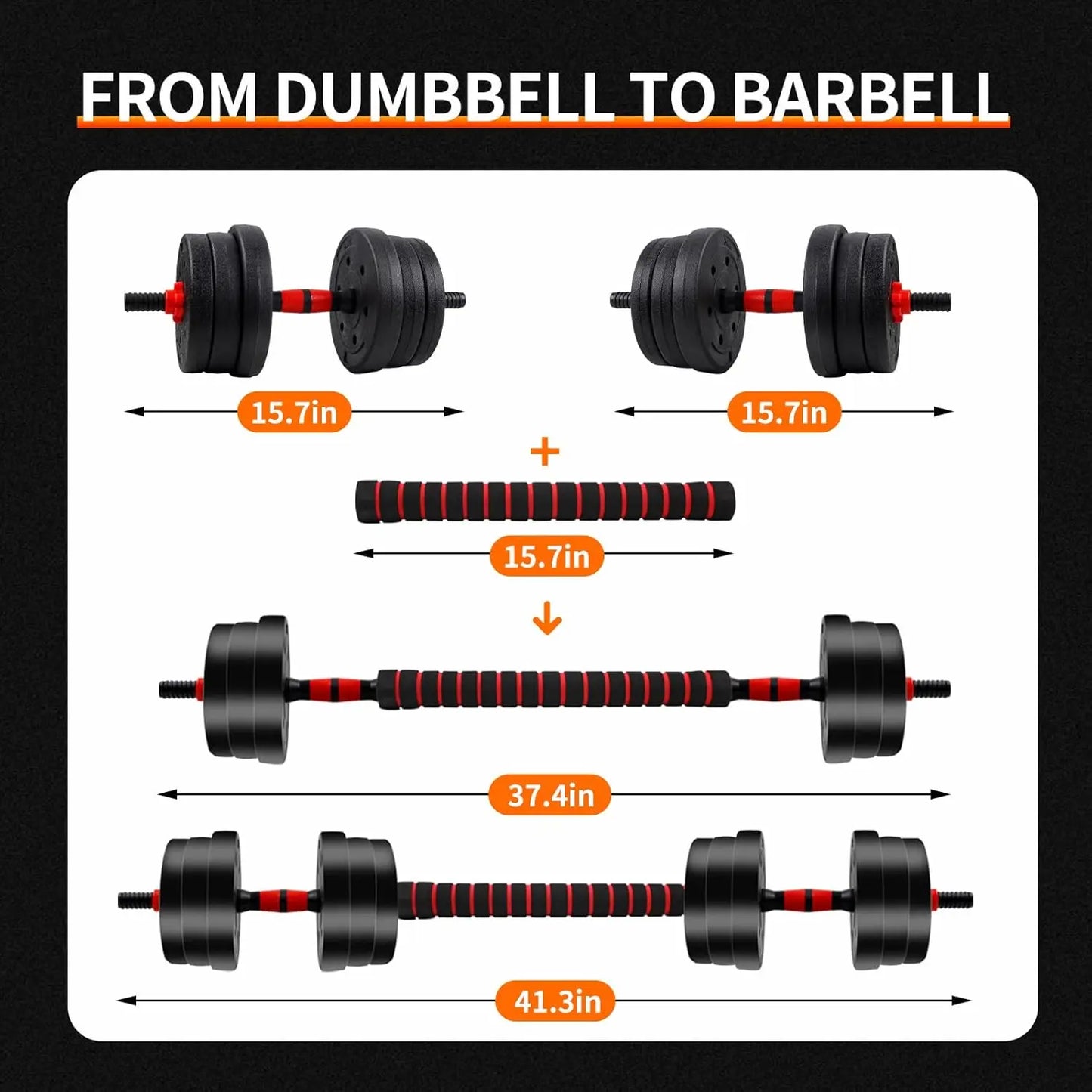 Adjustable Dumbbell Barbell Set 5-44 Lbs With Anti Slip Grip