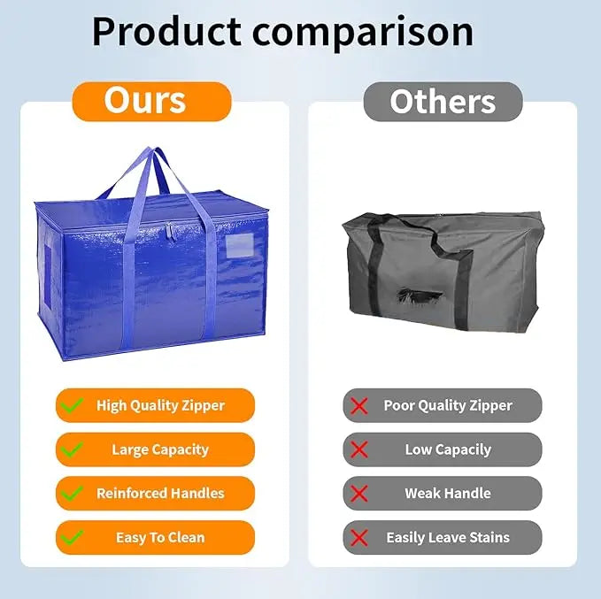 Moving Bags Set Heavy Duty Storage With Zippers Carrying Handles