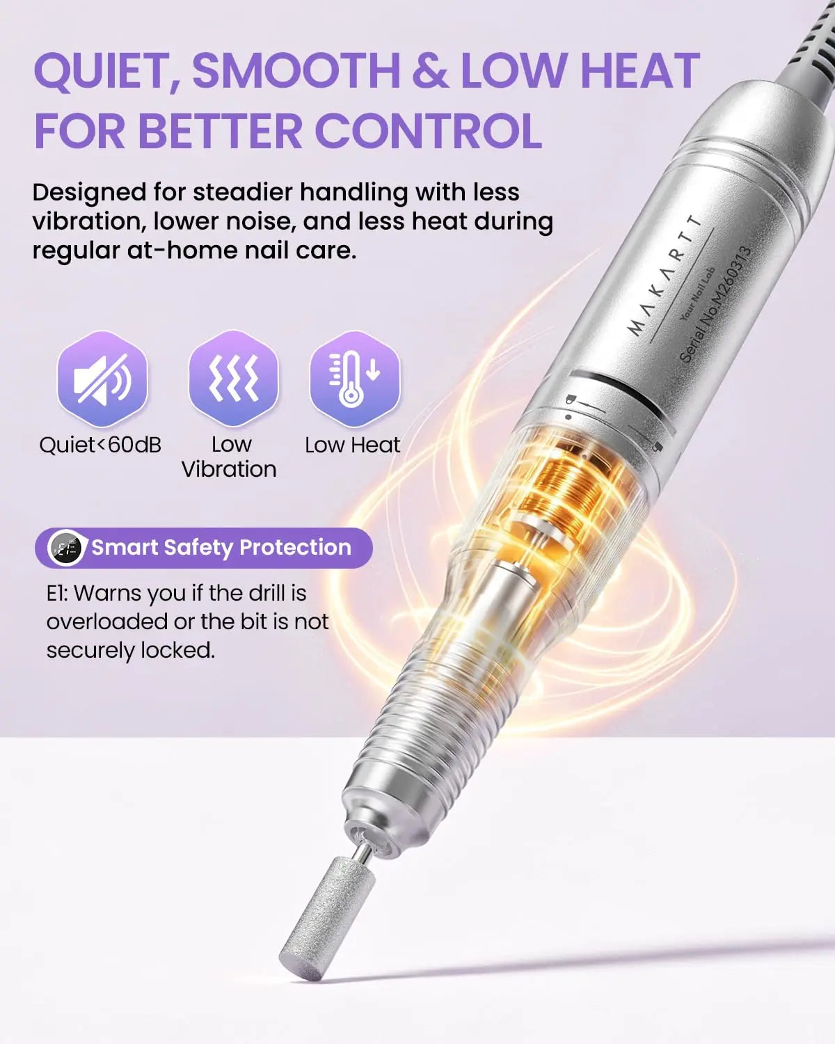 Makartt Cordless Nail Drill With LCD Display For Gel Removal