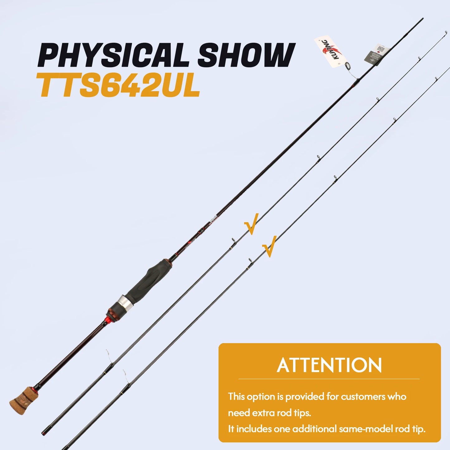 Kuying Carbon Fishing Rod Lure Casting Spinning 6 to 10 Lb Two Piece