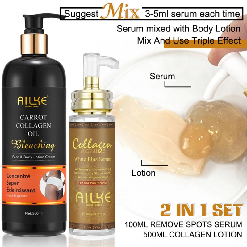 AILKE Skin Whitening Face Serum With Collagen For Dark Spots