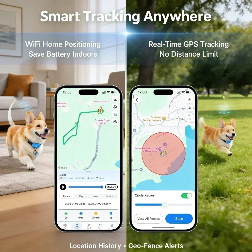 WANWAYTECH GPS Pet Tracker 4G With Built-In SIM Real Time Tracking IP67 Waterproof