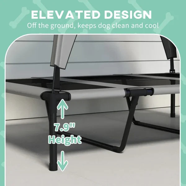Elevated Dog Bed With Cooling Pad And Canopy, Portable Cot