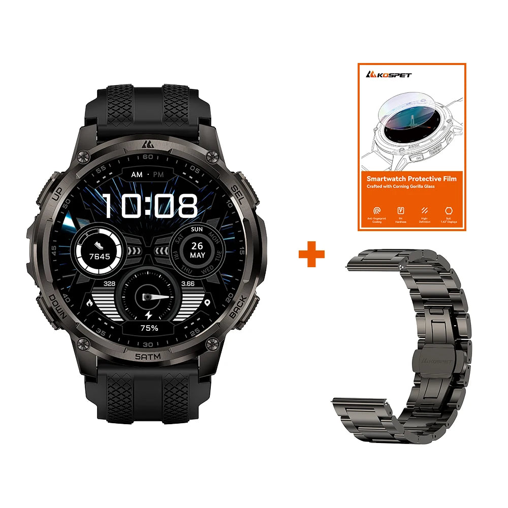Kospet Tank T4C Smartwatch Dual Band GPS Rugged Outdoor 50M Waterproof