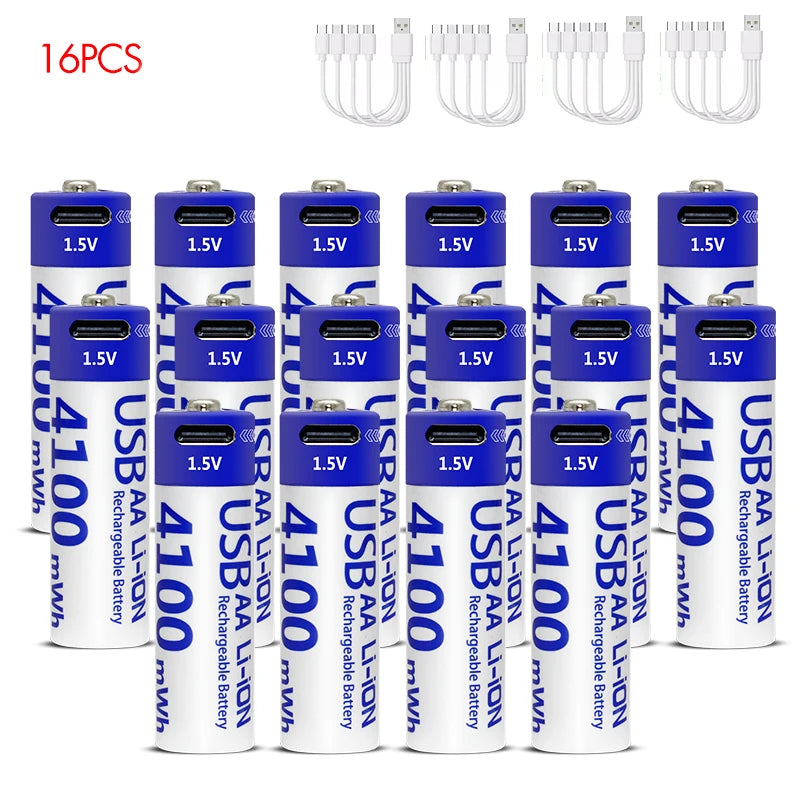 Kuugro USB Rechargeable AA Battery 1.5V 4100mWh Lithium Ion