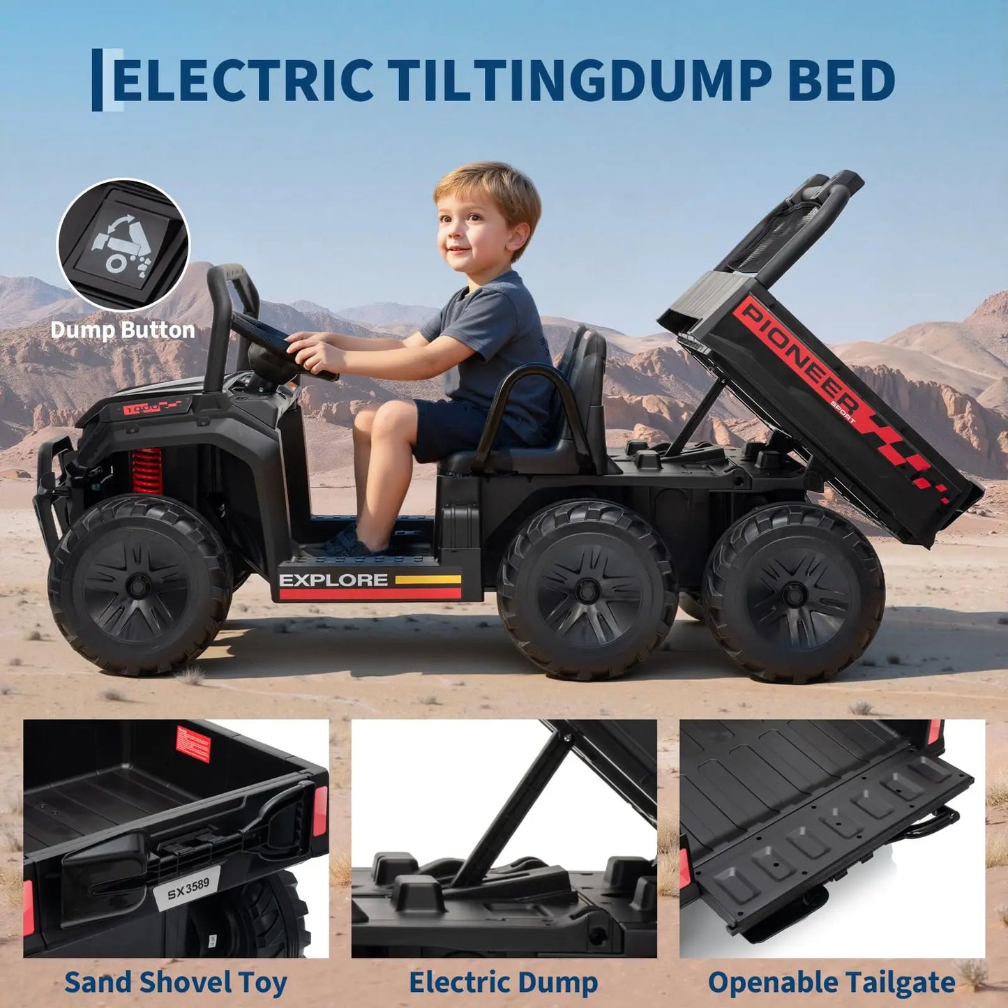 Electric 4WD Kids Ride On Dump Truck With Parental Remote
