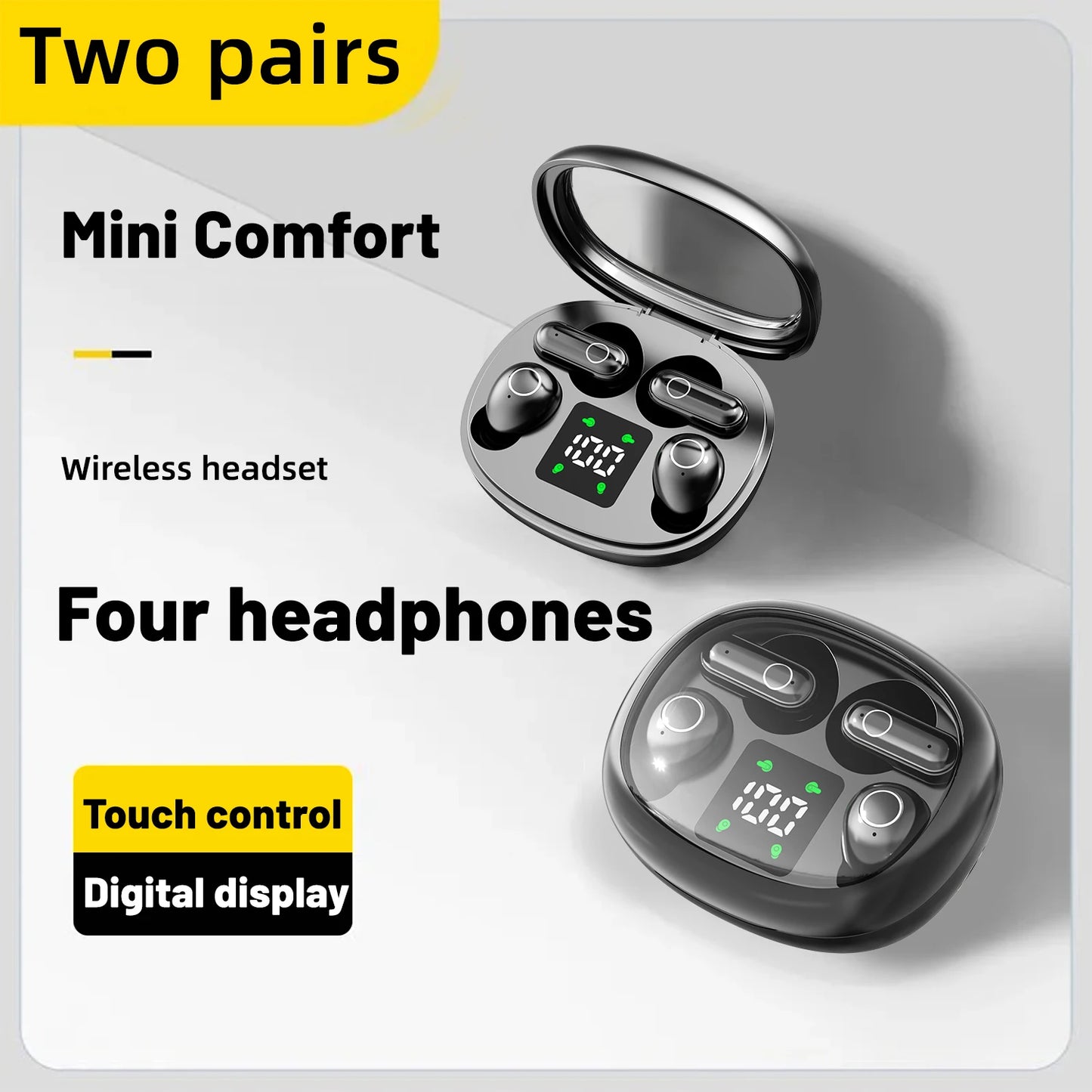 SHUKE 2in1 Wireless Bluetooth Earbuds With Noise Cancellation