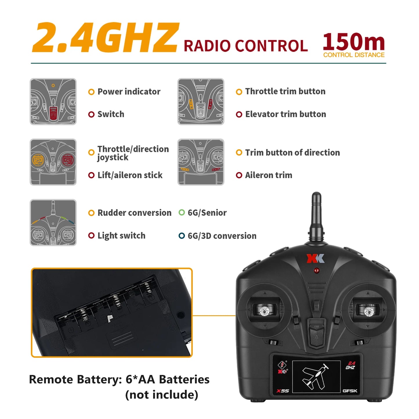 WLtoys A280 P51 Mustang 4CH RC Plane With LED Lights