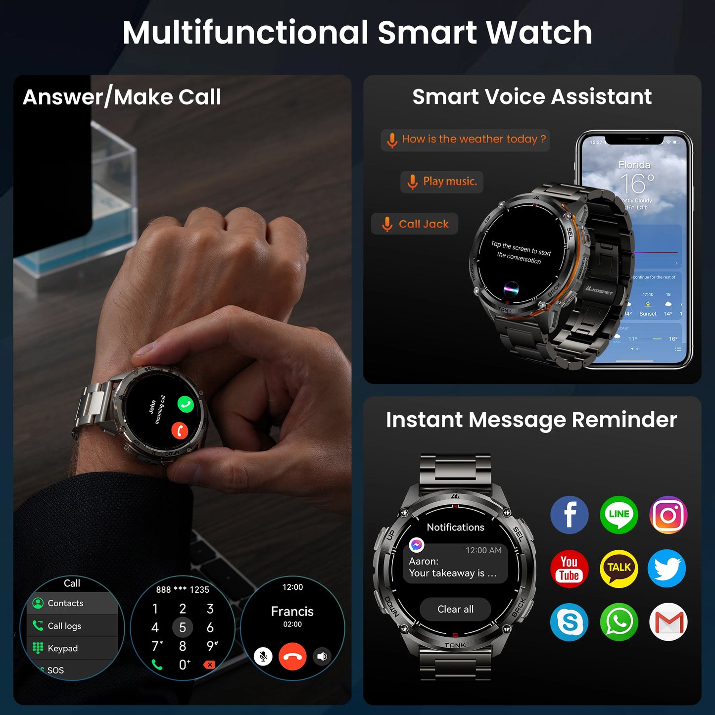 KOSPET Tank T3 Ultra 2 GPS Smart Watch IP69K AMOLED