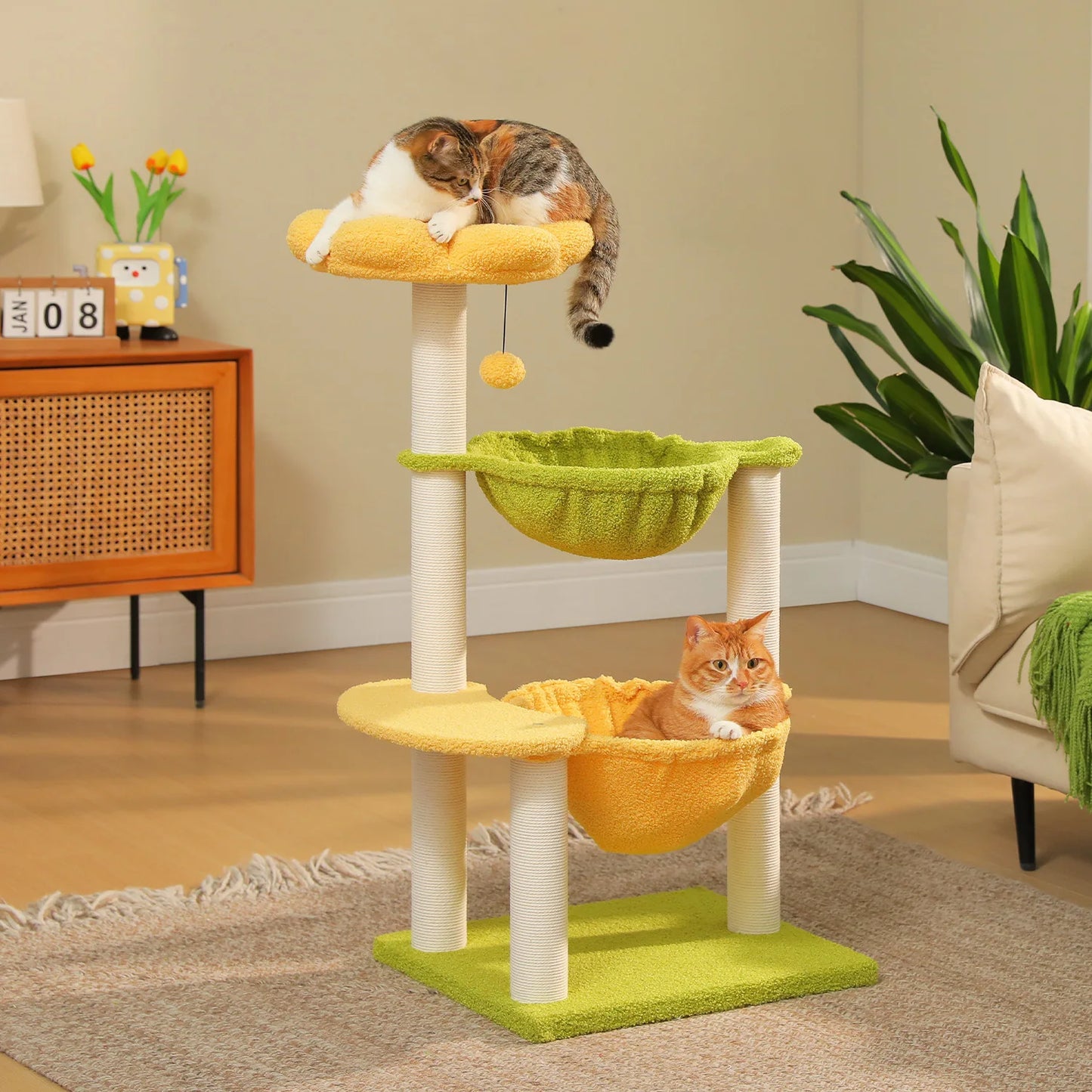 PAWZ Road Flower Cat Tower With Sisal Posts And Hammocks