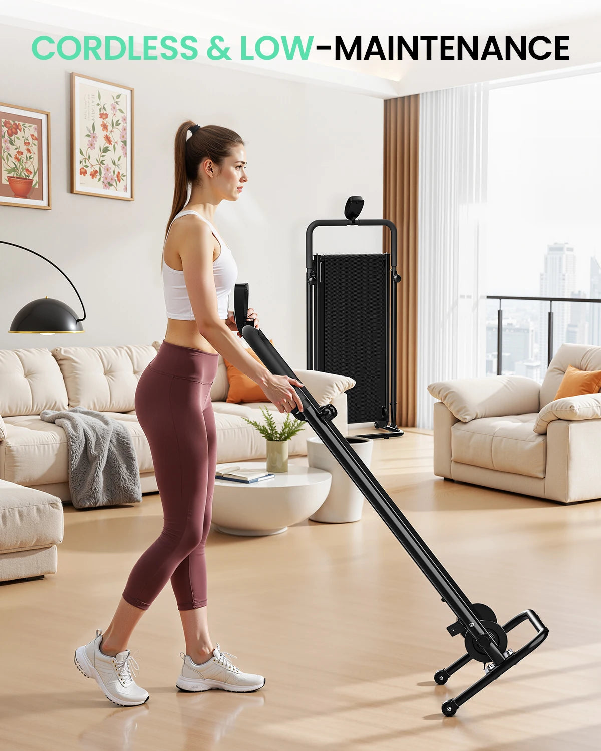 AKLUER Non Electric Treadmill With Dual Flywheels And Fixed Incline