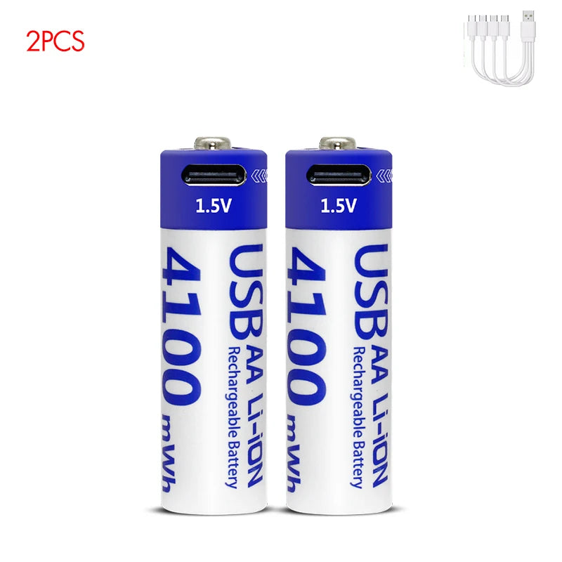 Kuugro USB Rechargeable AA Battery 1.5V 4100mWh Lithium Ion