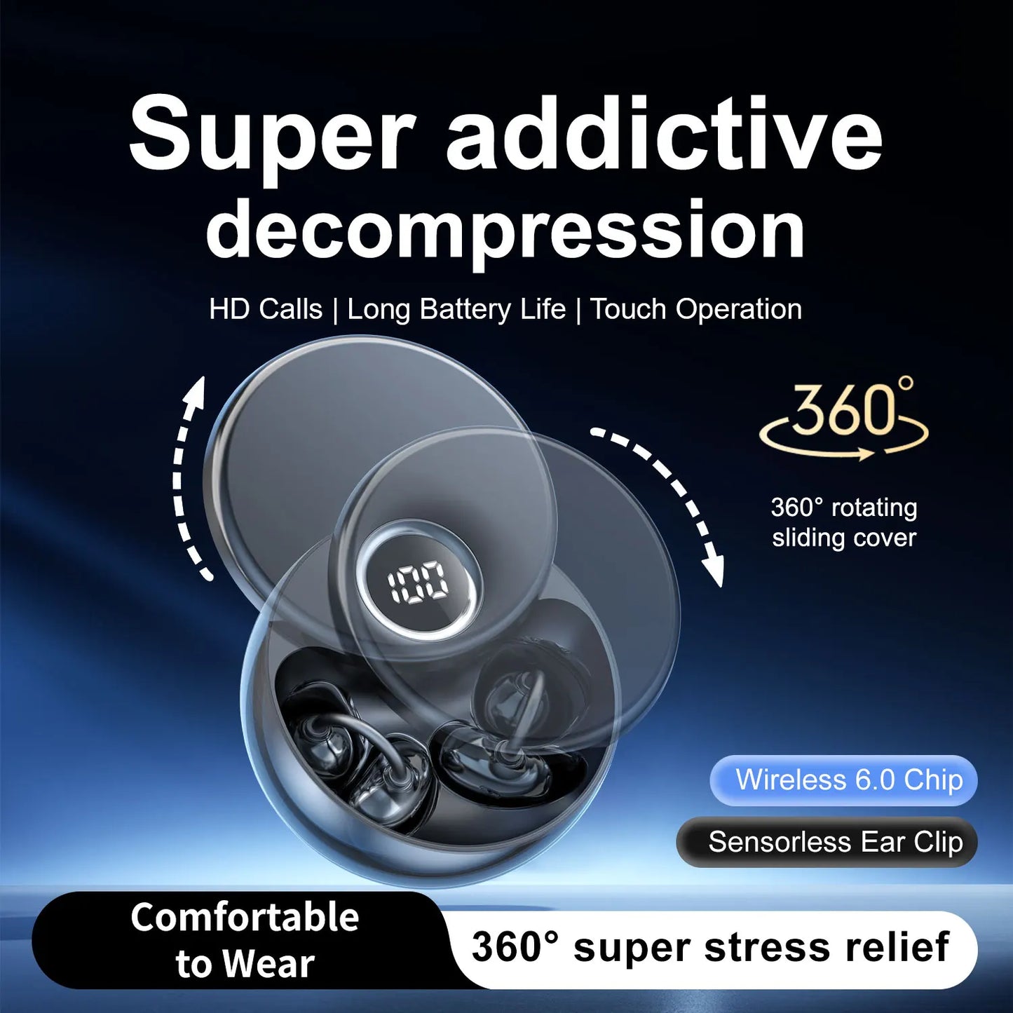 SHUKE SK51 Open Ear Clip Headphones Bluetooth 6.0 with Microphone