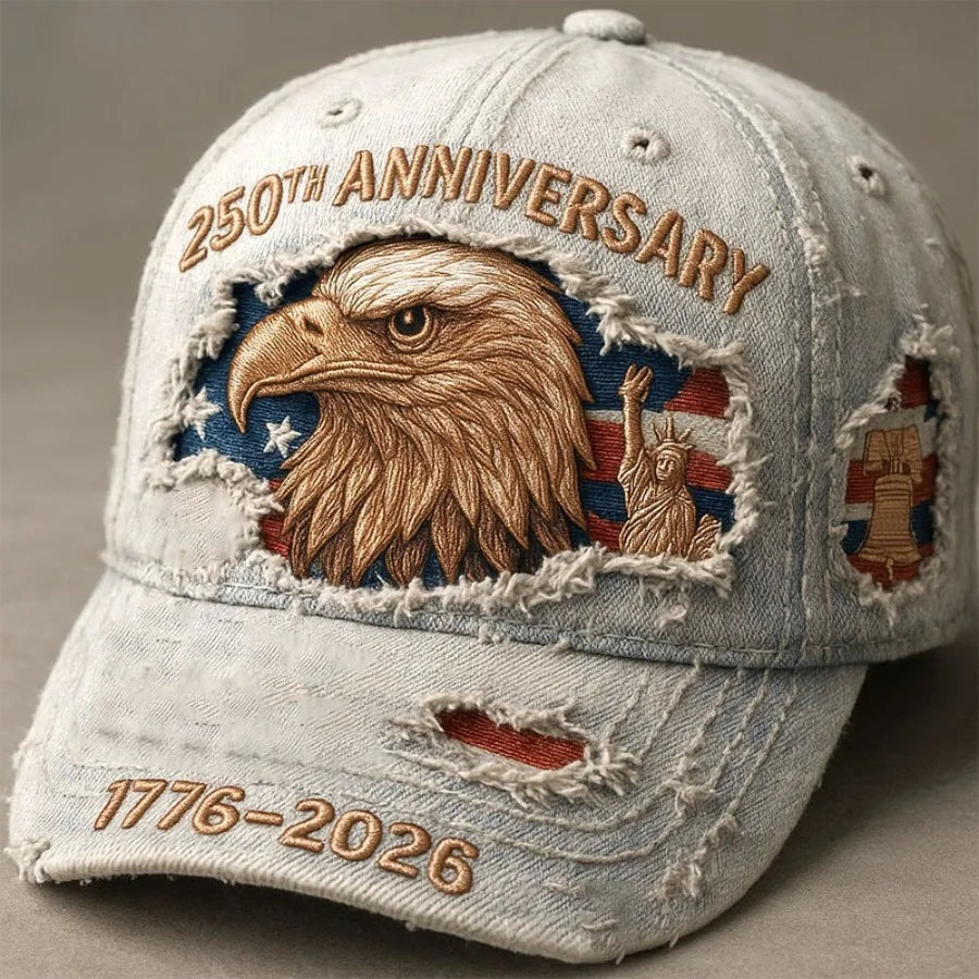 250th Anniversary Patriotic Cowboy Ripped Baseball Cap Adjustable
