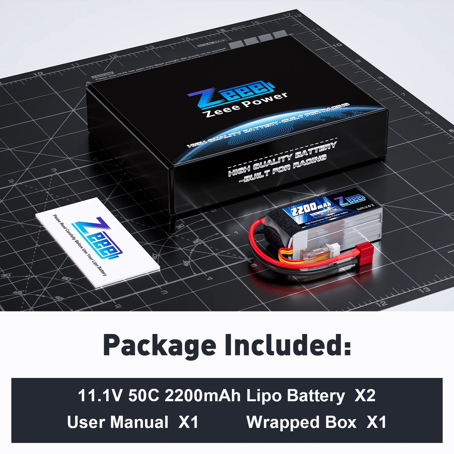 ZEEE 2x 3S 2200mAh Shorty LiPo Battery 11.1V 50C XT60