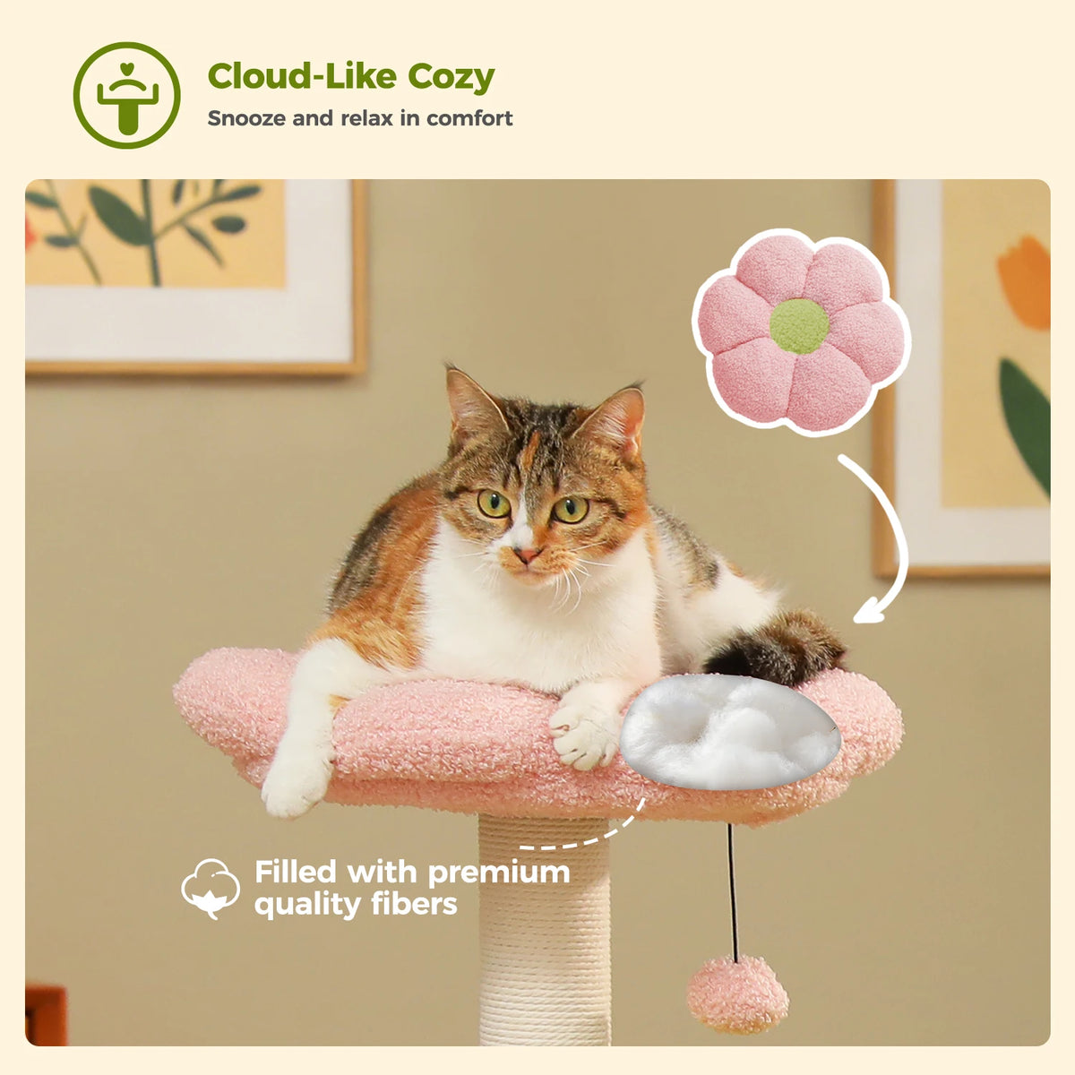 PAWZ Road Flower Cat Tower With Sisal Posts And Hammocks