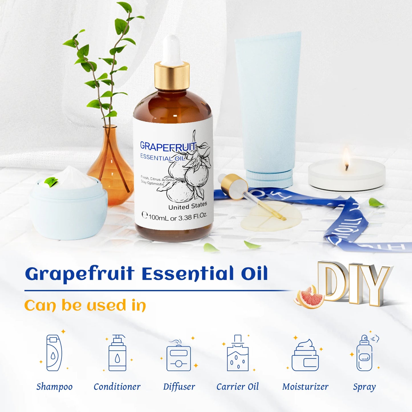 HIQILI Pure Essential Oils Rose Basil Vanilla Citronella Eucalyptus