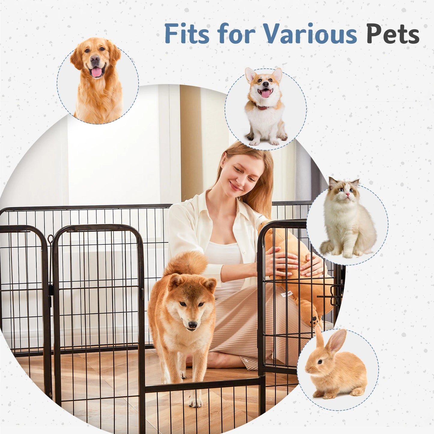 JHK 8 Panel Metal Dog Playpen Foldable Outdoor Fence