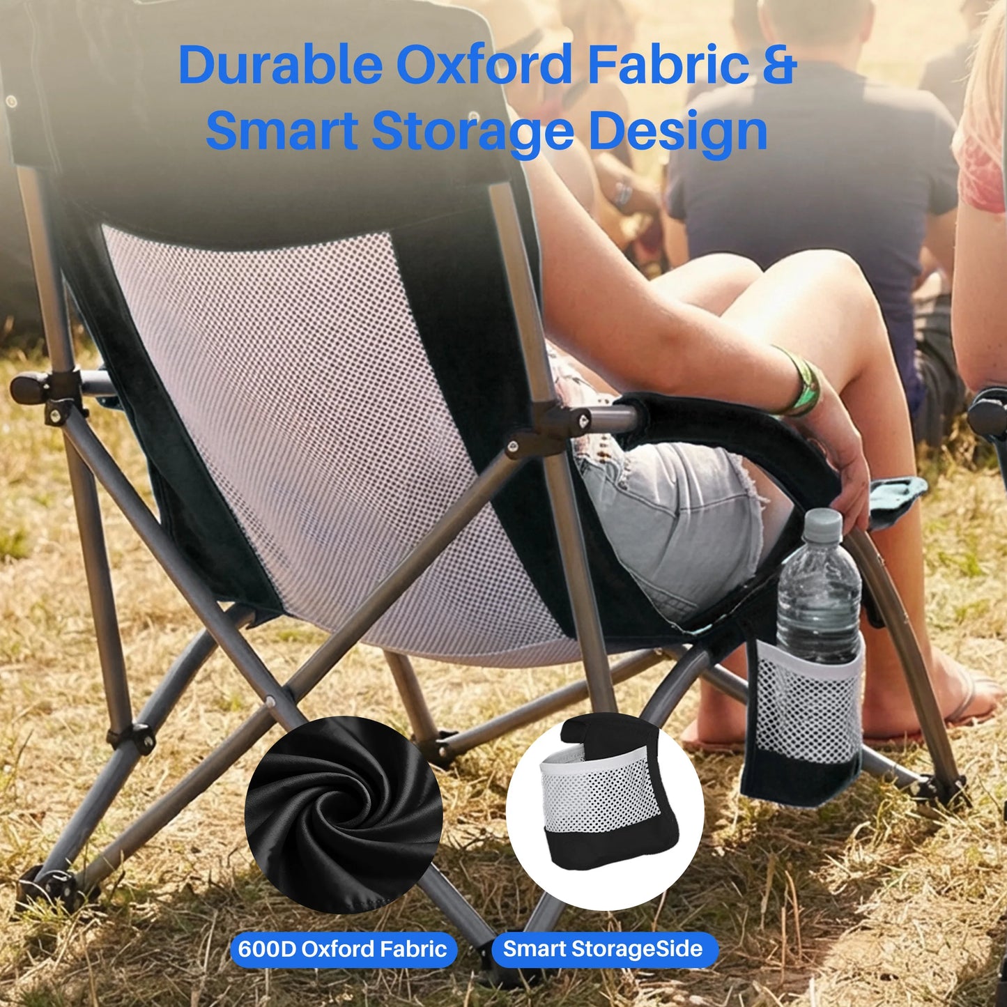 JHK Portable Camping Beach Chair Mesh Back Cup Holder