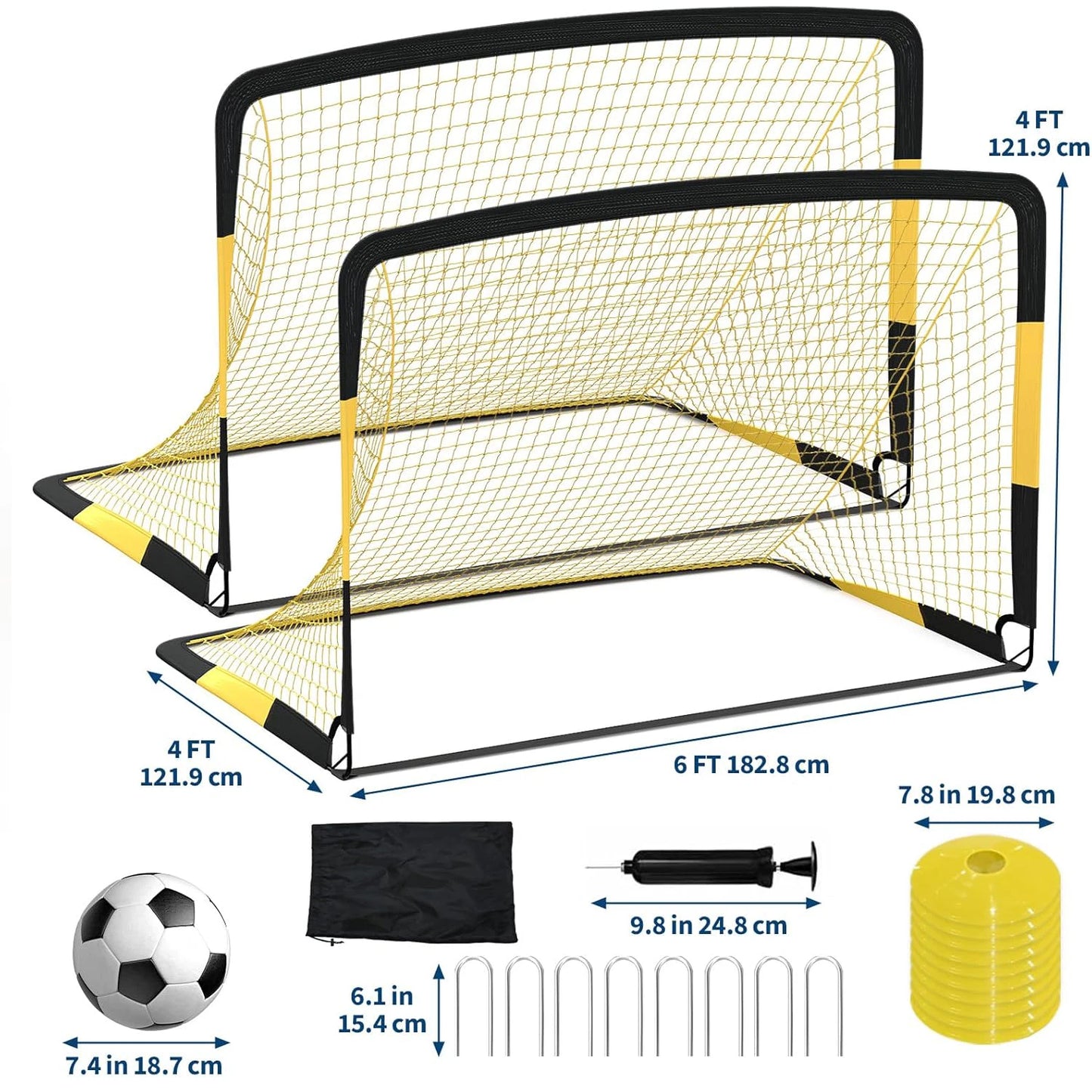 Heavy Duty Portable Soccer Goal With Steel Frame And Rebounder