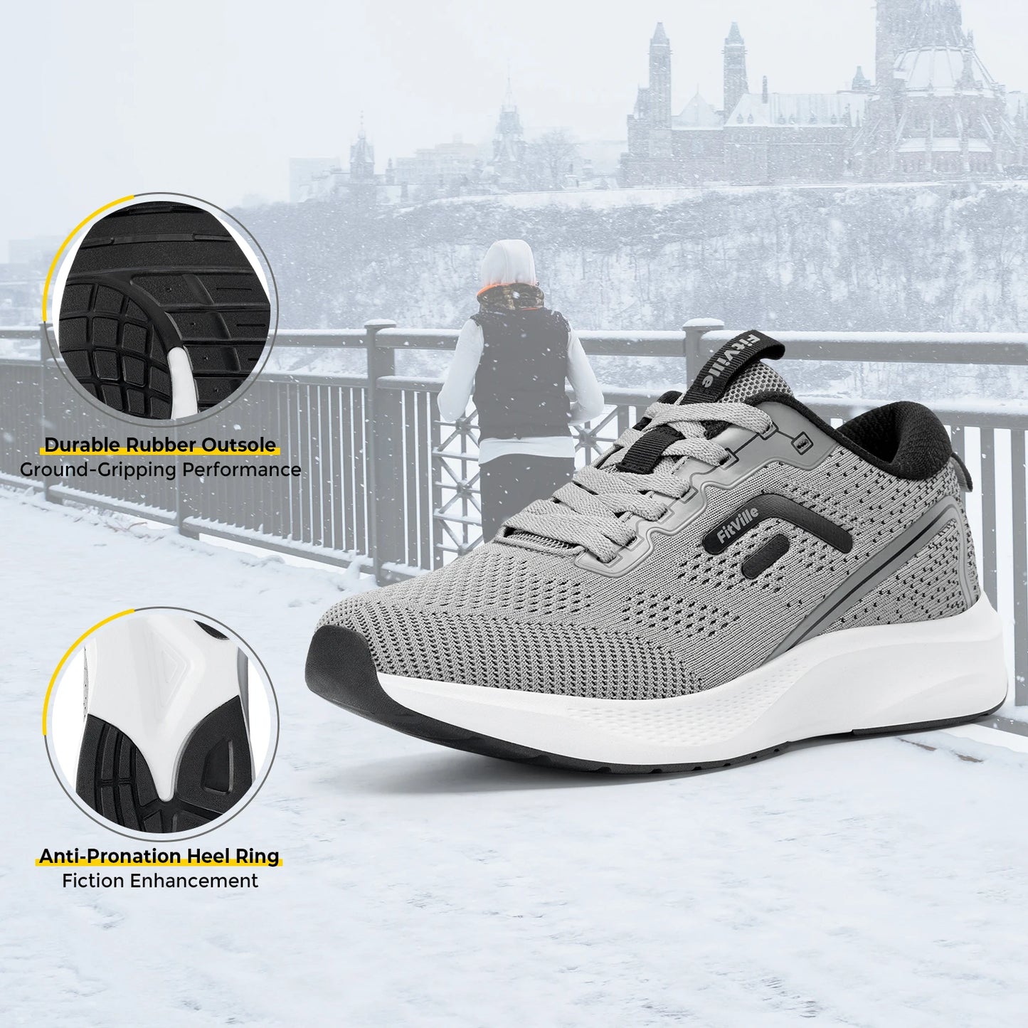 FitVille Men's Breathable Lightweight Running Shoes for Wide Feet