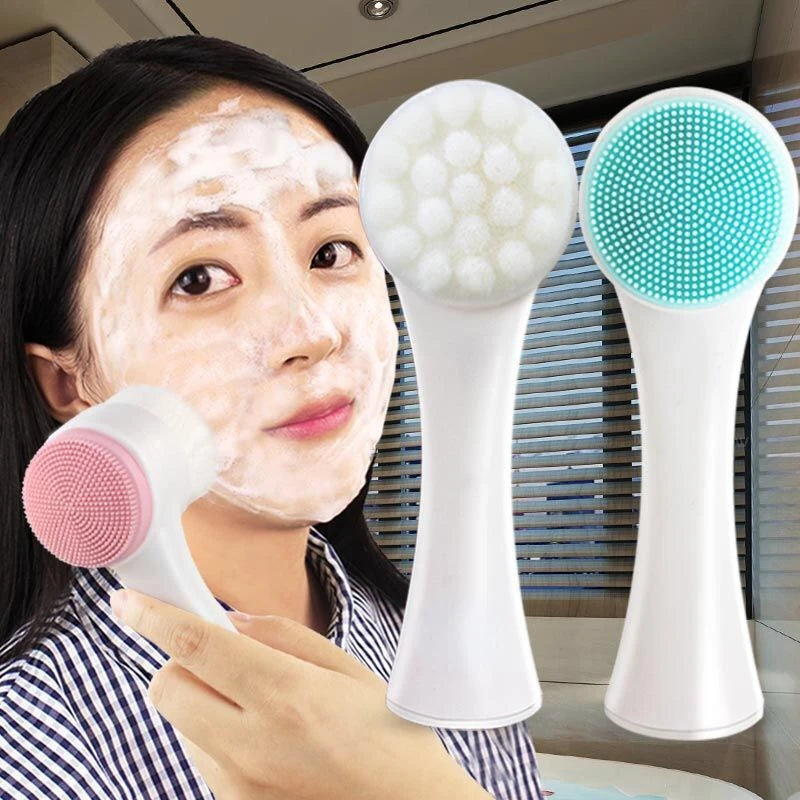 Silicone Double Sided Facial Brush For Exfoliation And Pore Cleansing