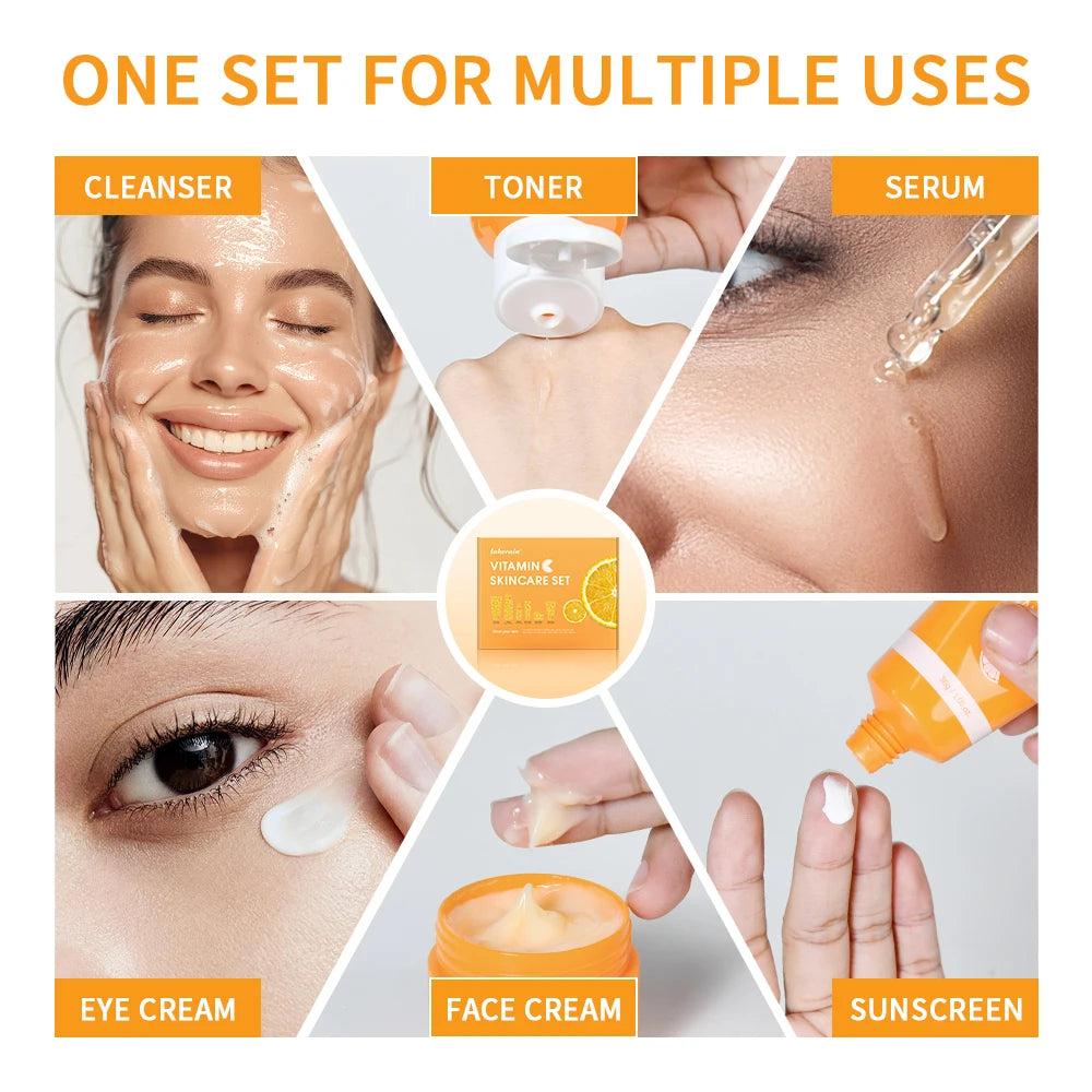 Lakerain Vitamin C Brightening Face Skincare Cream And Serum Set