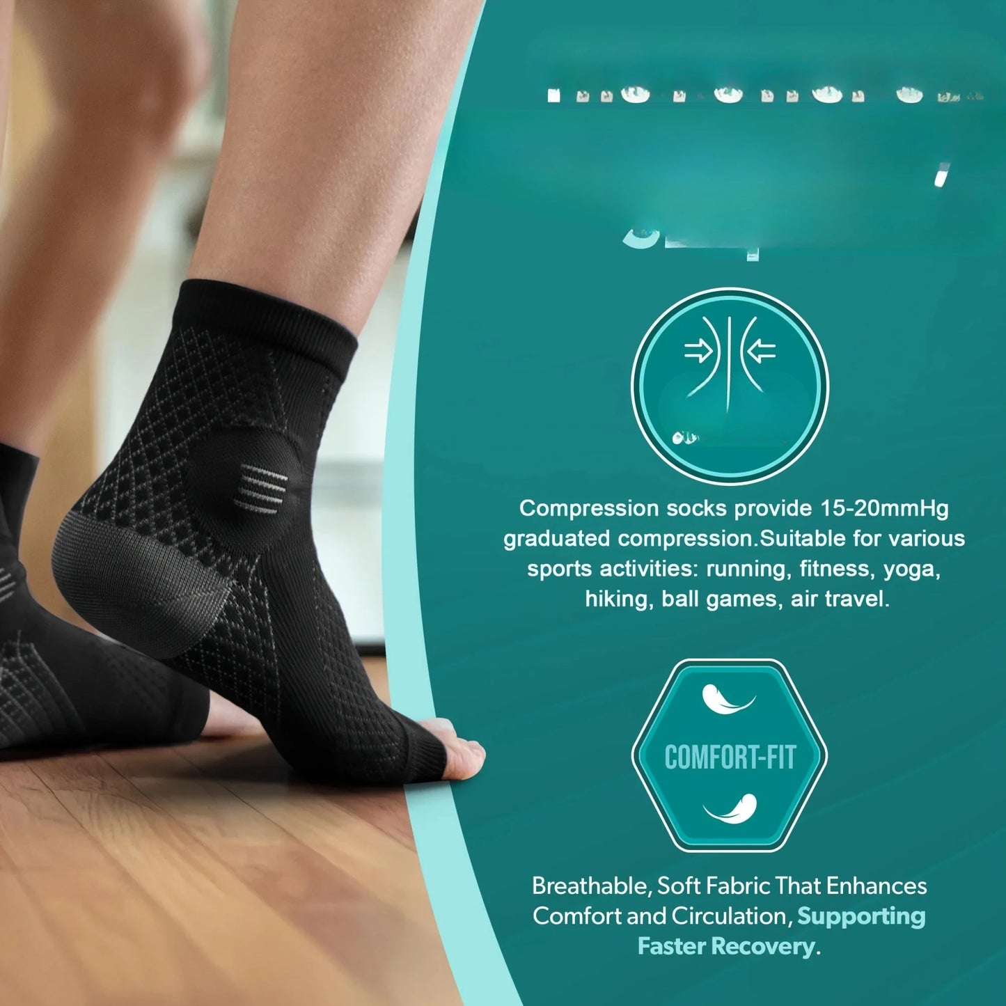 Open-Toe Neuropathy Compression Socks With Arch Support