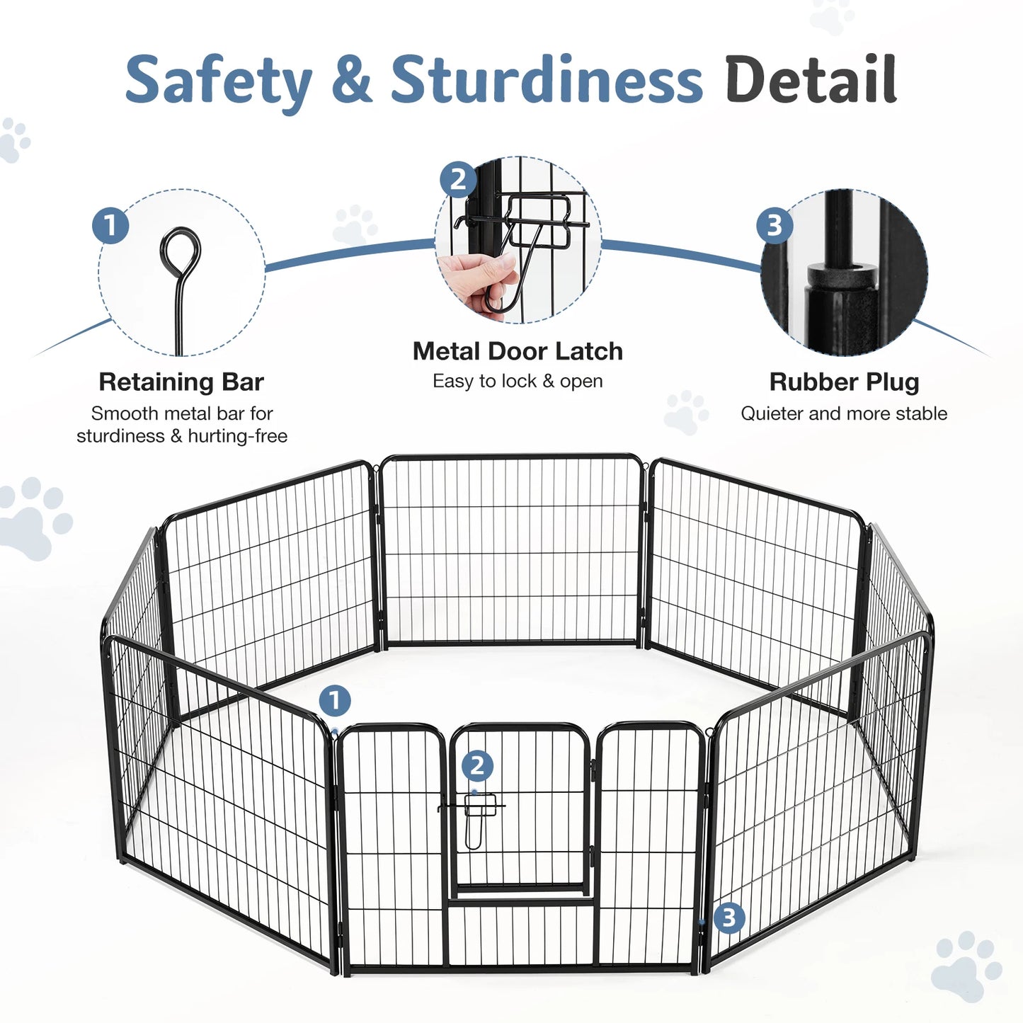 JHK 8 Panel Metal Dog Playpen Foldable Outdoor Fence