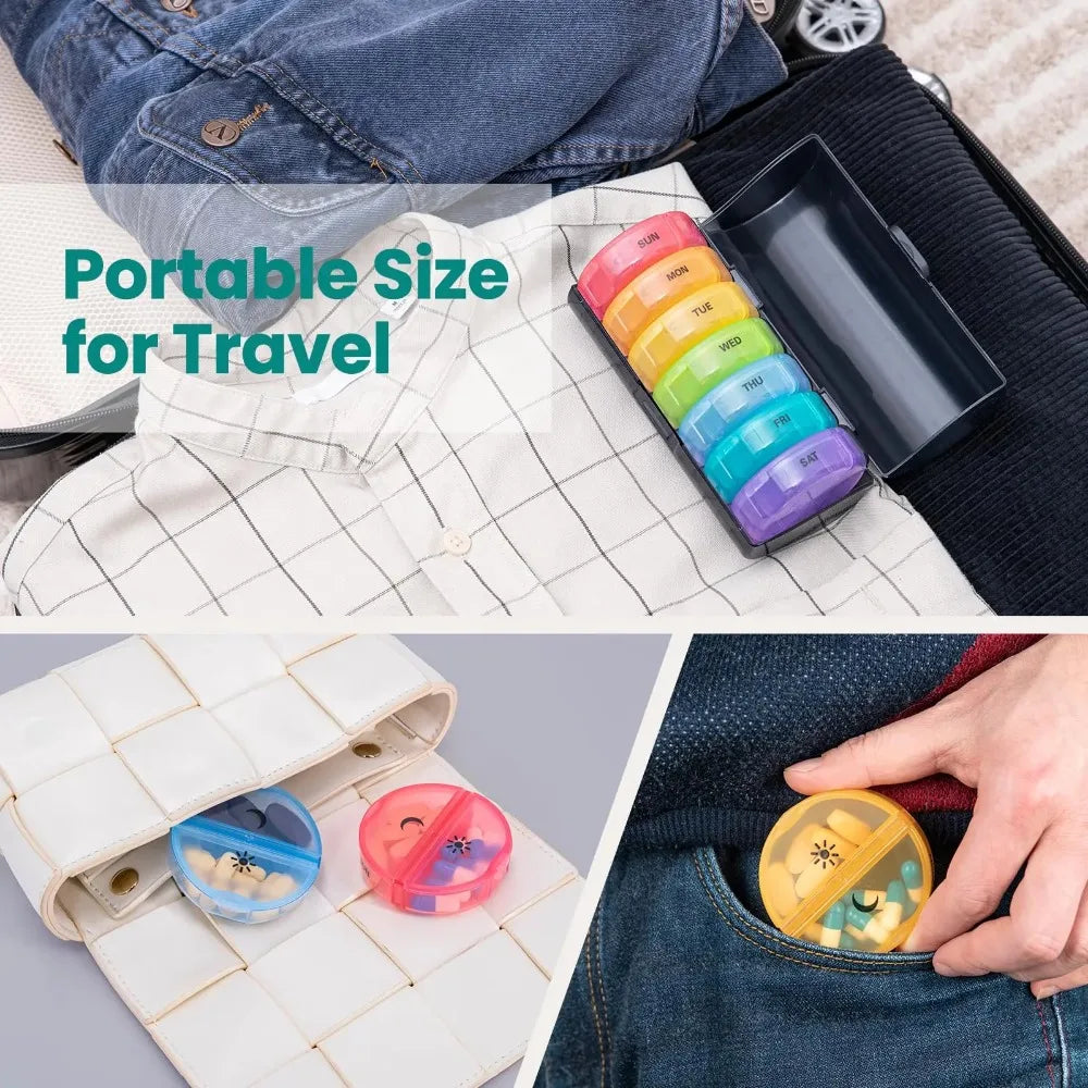 Weekly Portable Medicine Pill Box Container Organizer for Tablet Storage