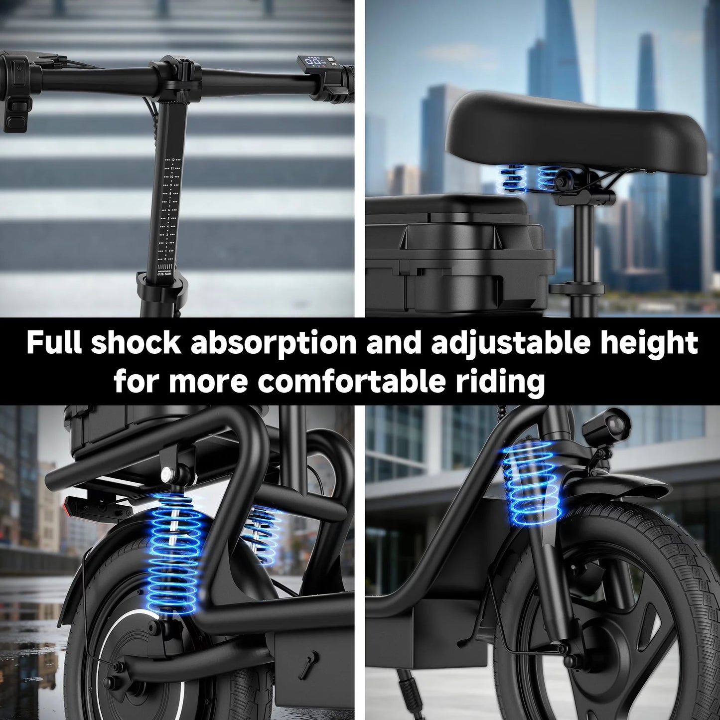 AOVOPRO Folding 14-Inch Electric Scooter With Dual Suspension 22 MPH
