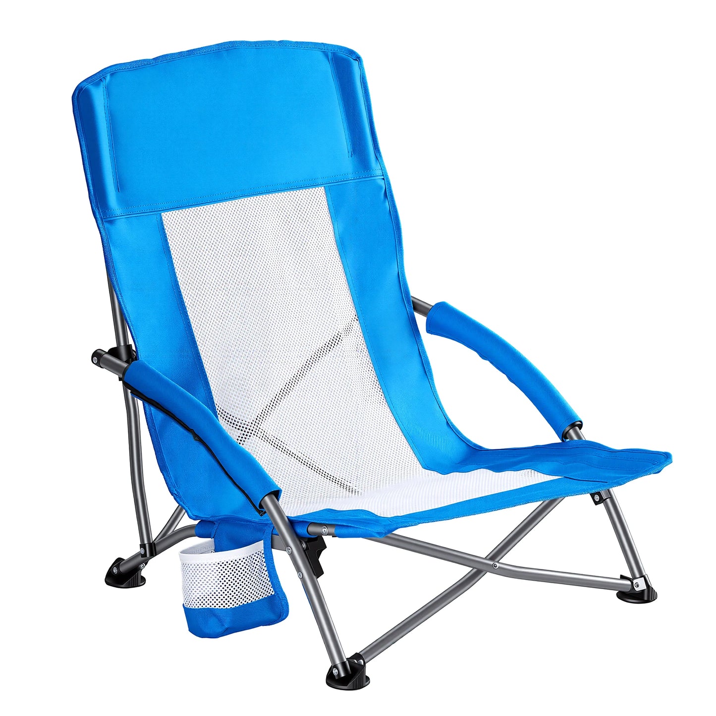 JHK Portable Camping Beach Chair Mesh Back Cup Holder