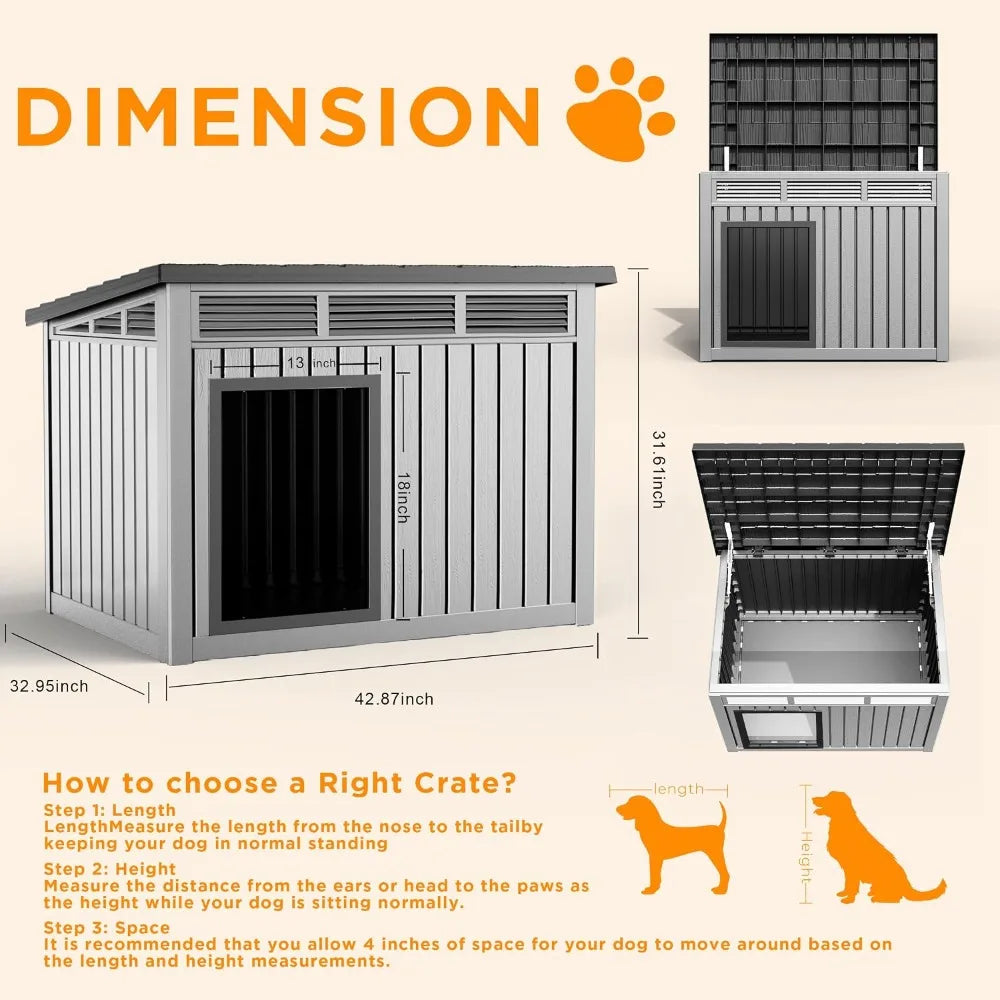 DRATO Large Weatherproof Dog House Indoor Outdoor Removable Roof